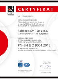 RobTools Certyfikat ISO 9001:2015